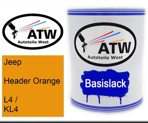 Jeep, Header Orange, L4 / KL4: 1L Lackdose, von ATW Autoteile West.